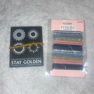 Hair Tie Bundle - 1 Coil Hair Tie & 1 Set Of 24 Hair Tie Elastics - BNWT